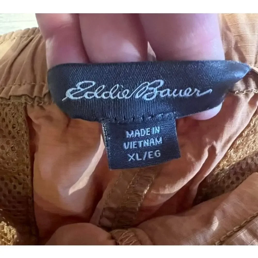 Eddie Bauer Nylon Active Shorts Sz XL Camel Tan Gorpcore Outdoor Hiking Comfort